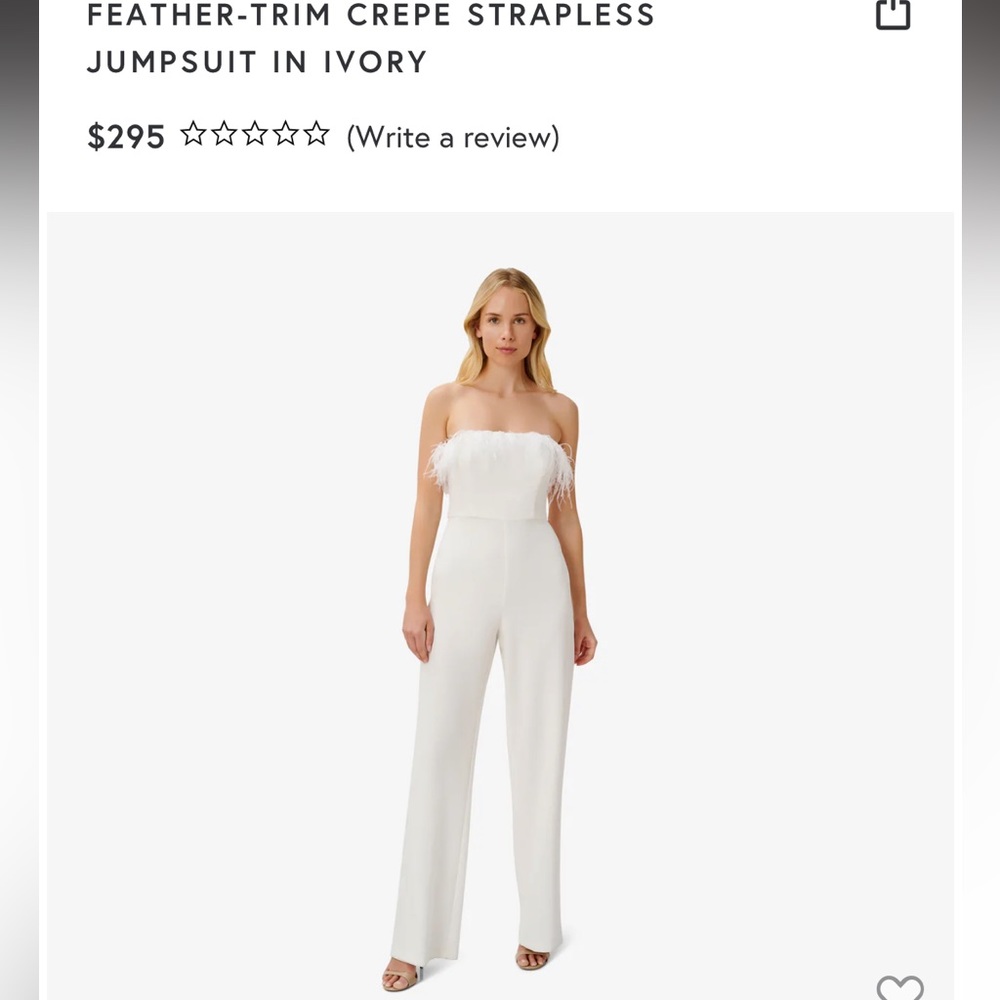 Adrianna Paper Feather Trim Crepe Strapless Jumpsuit